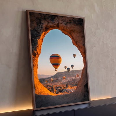 Quadro Decorativo Balões na Capadócia Vistos de Dentro