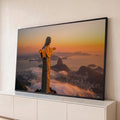 Cristo Redentor no Corcovado ao pôr do sol, Rio de Janeiro e Pão de Açúcar entre nuvens, quadro decorativo