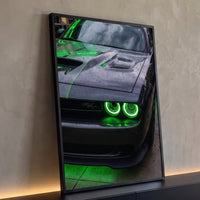 Quadro Decorativo Grande Carro Neon para Escritório Cinza - Borda Infinita / 100x65cm
