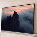 Quadro Decorativo Grande Pico Rochoso para Sala Cinza | quadros decorativos para sala | pico de montanha escuro emergindo de nuvens rosadas ao pôr do sol | Porao dos Quadros