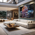 Quadro Decorativo Caveira Cromada: Elegância Ousada - quadros decorativos para sala 1 Tela, 1 Tela Horizontal - em living room premium