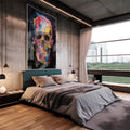 Quadro Decorativo Caveira Tinta: Único e Arrojado - quadros decorativos 1 Tela Vertical, 3 Telas - em escritorio elegante