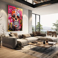 Quadro Decorativo Caveira Urban - Inspire Audácia - quadros decorativos para sala 1 Tela Vertical, 3 Telas - em quarto contemporaneo