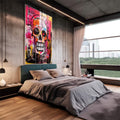 Quadro Decorativo Caveira Urban - Inspire Audácia - quadros decorativos 1 Tela Vertical, 3 Telas - em sala moderna