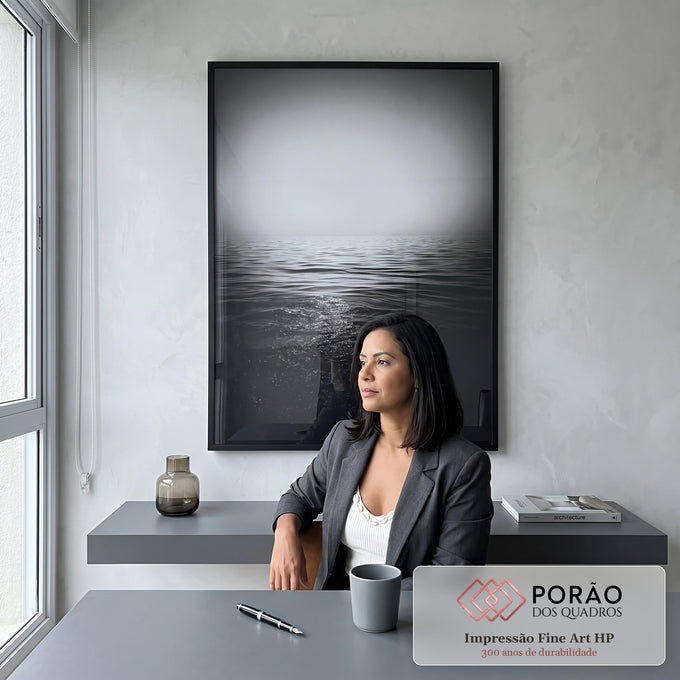 Quadro Decorativo Serenidade em Preto e Branco em escritorio moderno - quadros decorativos para sala