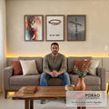 Quadro Decorativo Leão, Cruz, Coroa: Símbolos de Fé e Poder em sala de estar moderna - quadros decorativos para sala