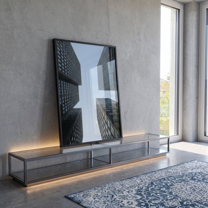 Quadro Decorativo Visões de Arranha-Céus em ambiente decorado - quadros decorativos para sala