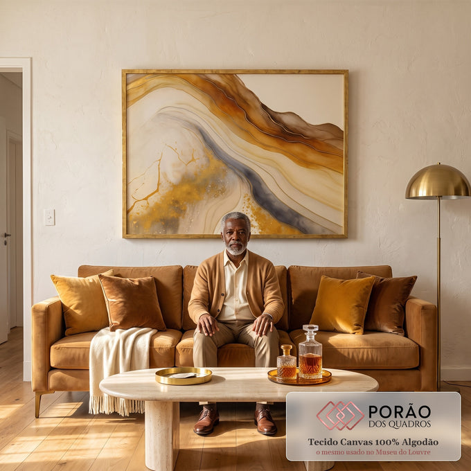 Quadro Decorativo Abstração com Harmonia e Estilo em sala de estar moderna - quadros decorativos para sala