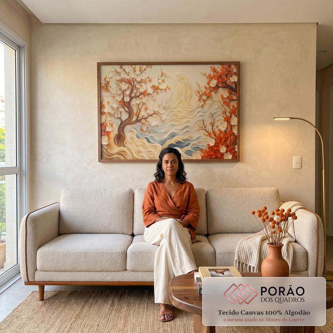 Quadro Decorativo Natureza em Flor em sala de estar moderna - quadros decorativos para sala