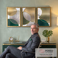 Quadro Decorativo Círculos Dourados - Luxo Cósmico em escritorio moderno - quadros decorativos para sala