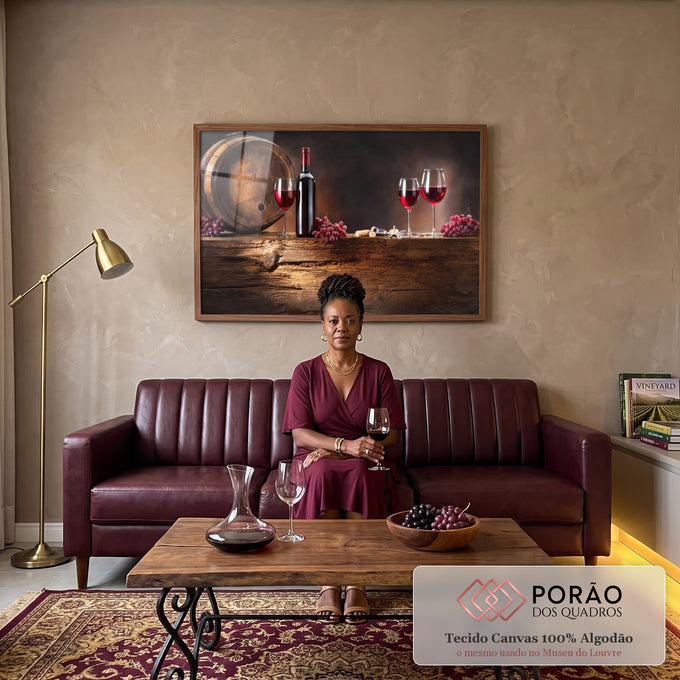 Quadro Decorativo: Essência de Vinho e Frutas, Charme Puro em sala de estar moderna - quadros decorativos para sala