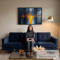 Quadro Decorativo Dualidade Urbana Abstrata em sala de estar moderna - quadros decorativos para sala