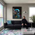 Quadro Decorativo - Crânio Colorido: Arte Urbana Vibrante em sala de estar moderna - quadros decorativos para sala