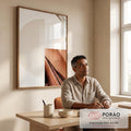 Quadro Decorativo Arte Abstrata: Elegância em Tons Terrosos em escritorio moderno - quadros decorativos para sala