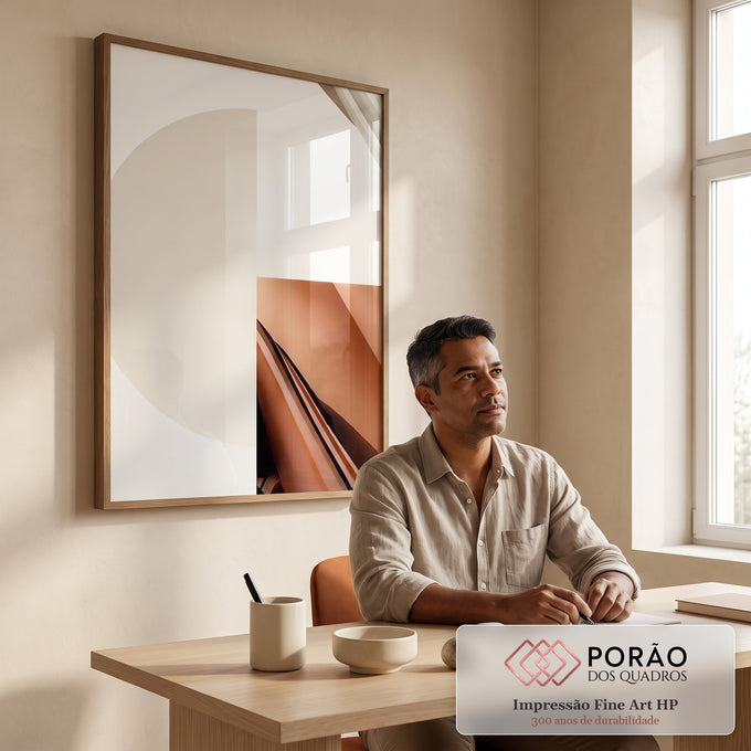 Quadro Decorativo Arte Abstrata: Elegância em Tons Terrosos em escritorio moderno - quadros decorativos para sala