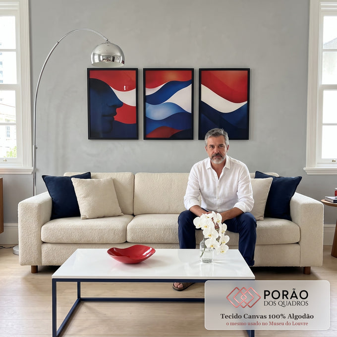 Quadro Decorativo: Abstração Fluída - Cores e Linhas Elegantes em sala de estar moderna - quadros decorativos para sala