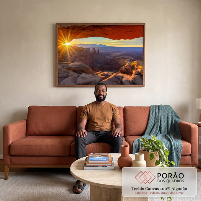 Quadro Decorativo Cânion ao Amanhecer: Inspiração Pura em sala de estar moderna - quadros decorativos para sala