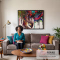 Quadro Decorativo Abraço Colorido: Paixão e Amor em sala de estar moderna - quadros decorativos para sala