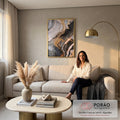 Quadro Decorativo Abstrato Dourado em Luxo em sala de estar moderna - quadros decorativos para sala