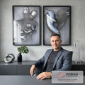Quadro Decorativo: Elegância Metálica em Abstrato em escritorio moderno - quadros decorativos para sala