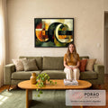 Quadro Decorativo Abstrato Esverdeado em sala de estar moderna - quadros decorativos para sala