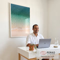 Quadro Decorativo Praia Serenidade em escritorio moderno - quadros decorativos para sala