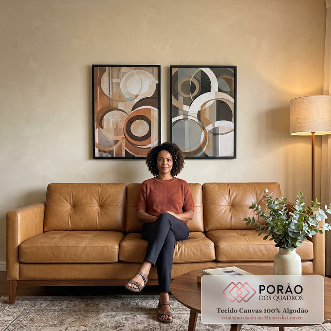 Quadro Decorativo: Abstração Terrosa - Beleza Singular em sala de estar moderna - quadros decorativos para sala