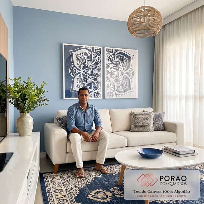 Quadro Decorativo: Mandalas para Paz Interior em sala de estar moderna - quadros decorativos para sala