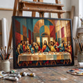 Quadro Decorativo santa Ceia com geométrica em atelie sagrado - quadros decorativos para sala