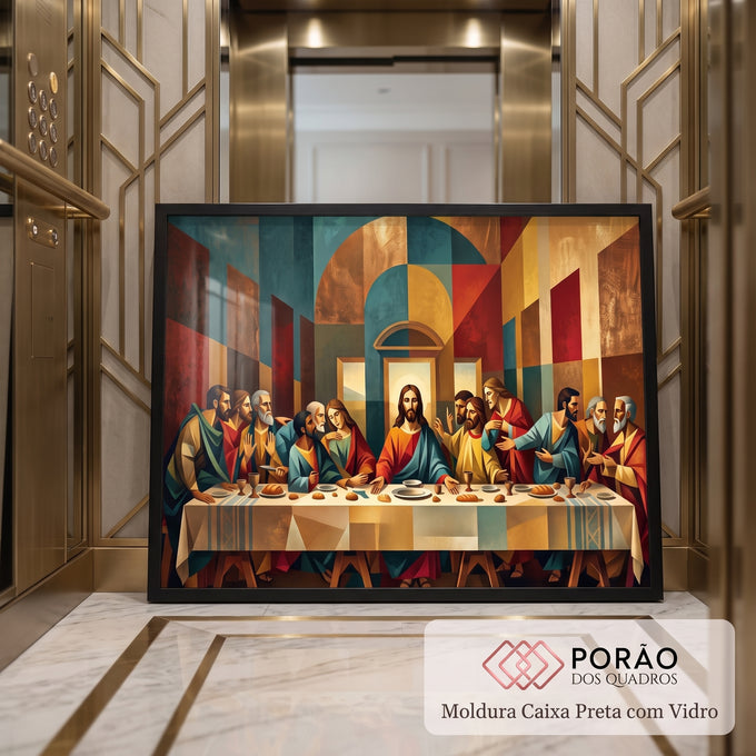 Quadro Decorativo santa Ceia com geométrica em transicao refinada - quadros decorativos para sala