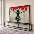 Quadro Decorativo Alegria com Balões Coloridos em ambiente decorado - quadros decorativos para sala