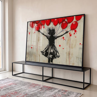 Quadro Decorativo Alegria com Balões Coloridos em ambiente decorado - quadros decorativos para sala
