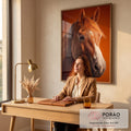 Quadro Decorativo Cavalo em Cores Vibrantes em escritorio moderno - quadros decorativos para sala