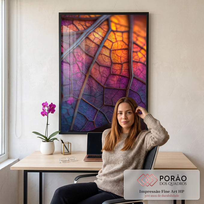 Quadro Decorativo Folha Vibrante em escritorio moderno - quadros decorativos para sala