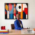 Quadro Decorativo Abstrato Geometria Vibrante em Cores Primárias em escritorio moderno - quadros decorativos para sala