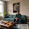 Quadro Decorativo: Majestade Entre Leões e Tigres em Xadrez em sala de estar moderna - quadros decorativos para sala