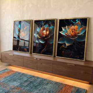 Quadro Decorativo Elegante Flor de Lótus: Toque de Paz em ambiente decorado - quadros decorativos para sala