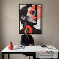 Quadro Decorativo Retrato - Contrastando Formas e Cores em escritorio moderno - quadros decorativos para sala