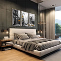Quadro Decorativo: Energia Urbana e Táxis Amarelos - quadros decorativos 1 Tela Vertical, 3 Telas - em escritorio elegante