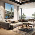 Quadro Decorativo: A Majestosa Ponte Estaiada SP - quadros decorativos 1 Tela Vertical, 3 Telas - em escritorio elegante