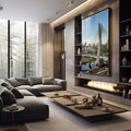 Quadro Decorativo: A Majestosa Ponte Estaiada SP - quadros decorativos para sala 1 Tela Vertical, 3 Telas - em living room premium