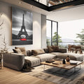 Quadro Decorativo Charme Parisiense: Elegância e Romance - quadros decorativos 1 Tela Vertical, 3 Telas - em escritorio elegante