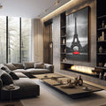 Quadro Decorativo Charme Parisiense: Elegância e Romance - quadros decorativos para sala 1 Tela Vertical, 3 Telas - em living room premium