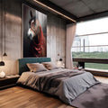 Quadro Decorativo Cavalo Majestoso com Lenço Vermelho - quadros decorativos para sala 1 Tela Vertical, 3 Telas - em quarto contemporaneo