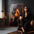 Quadro Decorativo - Cavalo Marrom Majestoso - quadros decorativos para sala 1 Tela Vertical, 3 Telas - em living room premium