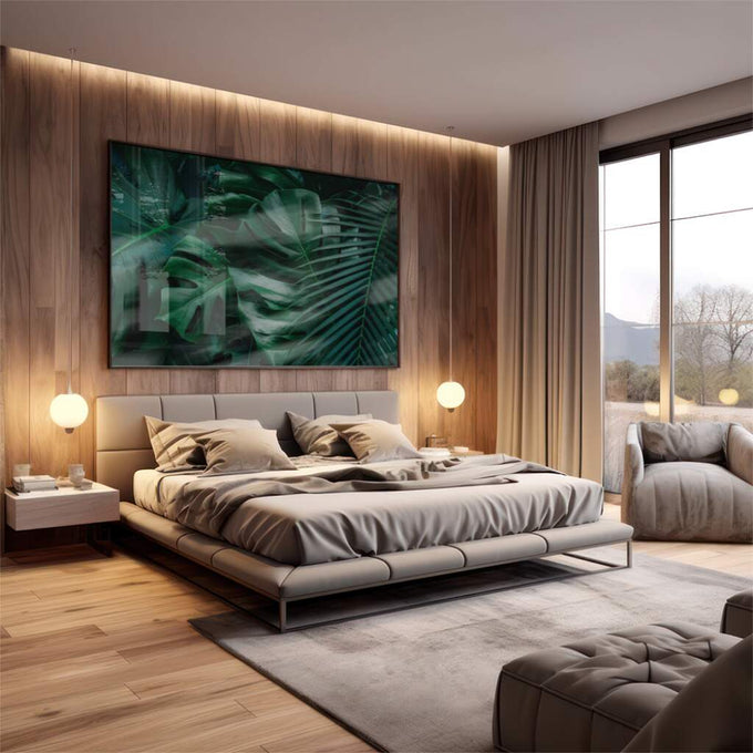 Quadro Decorativo Folhagem Tropical: Oásis Pessoal - quadros decorativos 1 Tela, 1 Tela Horizontal - em escritorio elegante
