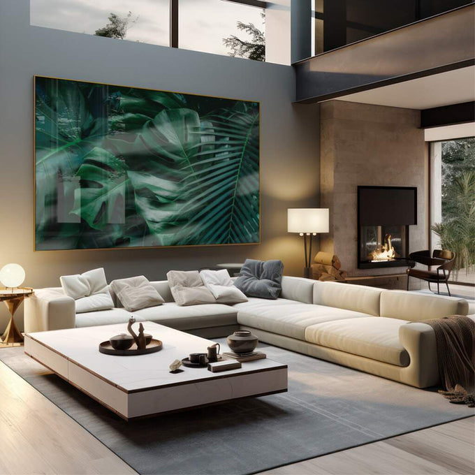 Quadro Decorativo Folhagem Tropical: Oásis Pessoal - quadros decorativos 1 Tela, 1 Tela Horizontal - em sala moderna