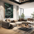 Quadro Decorativo Folhagem Tropical: Elegância Pura - quadros decorativos para sala 1 Tela Vertical, 3 Telas - em quarto contemporaneo