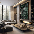 Quadro Decorativo Folhagem Tropical: Elegância Pura - quadros decorativos 1 Tela Vertical, 3 Telas - em escritorio elegante