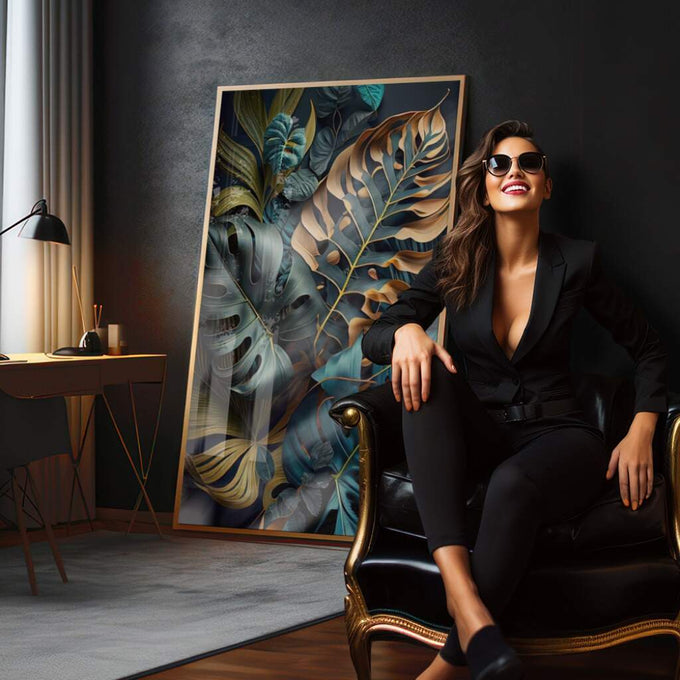 Quadro Decorativo: Noite Mágica no Paraíso Tropical - quadros decorativos para sala 1 Tela Vertical, 3 Telas - em quarto contemporaneo